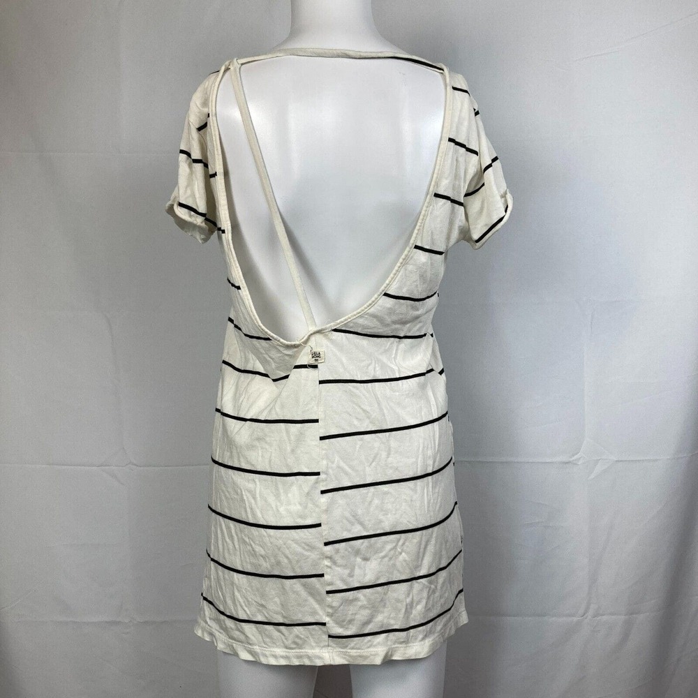 Billabong Dress Womens Sz S White Striped Knit‎ T-shirt Mini Cutout Back - Picture 4 of 9